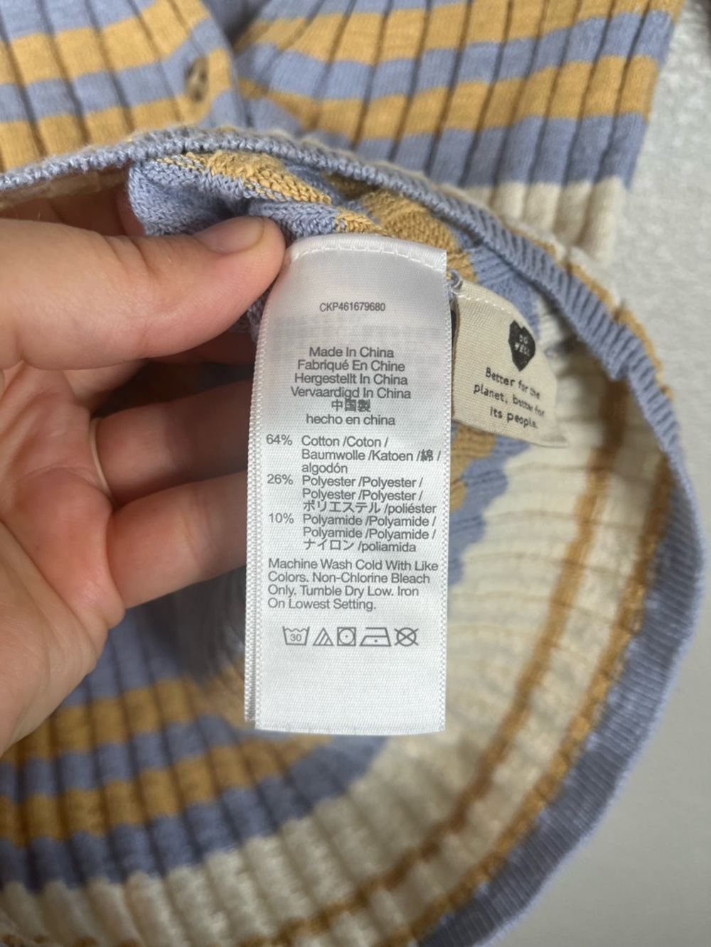 Madewell Glencrest Button-Front Sweater Tee Blue and Yellow Striped Knit XS - Picture 7 of 9
